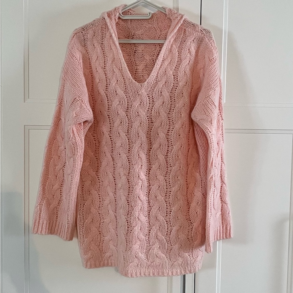 Pink Cable Knit Women's Sweater size XL